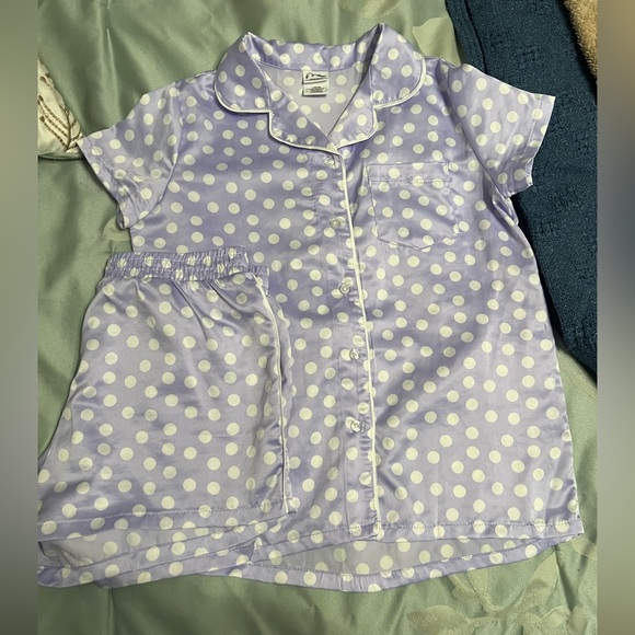 Girls large 10/12 Art Class Lavender Polka Dot Sleepwear polyester 2 piece set - Picture 2 of 10